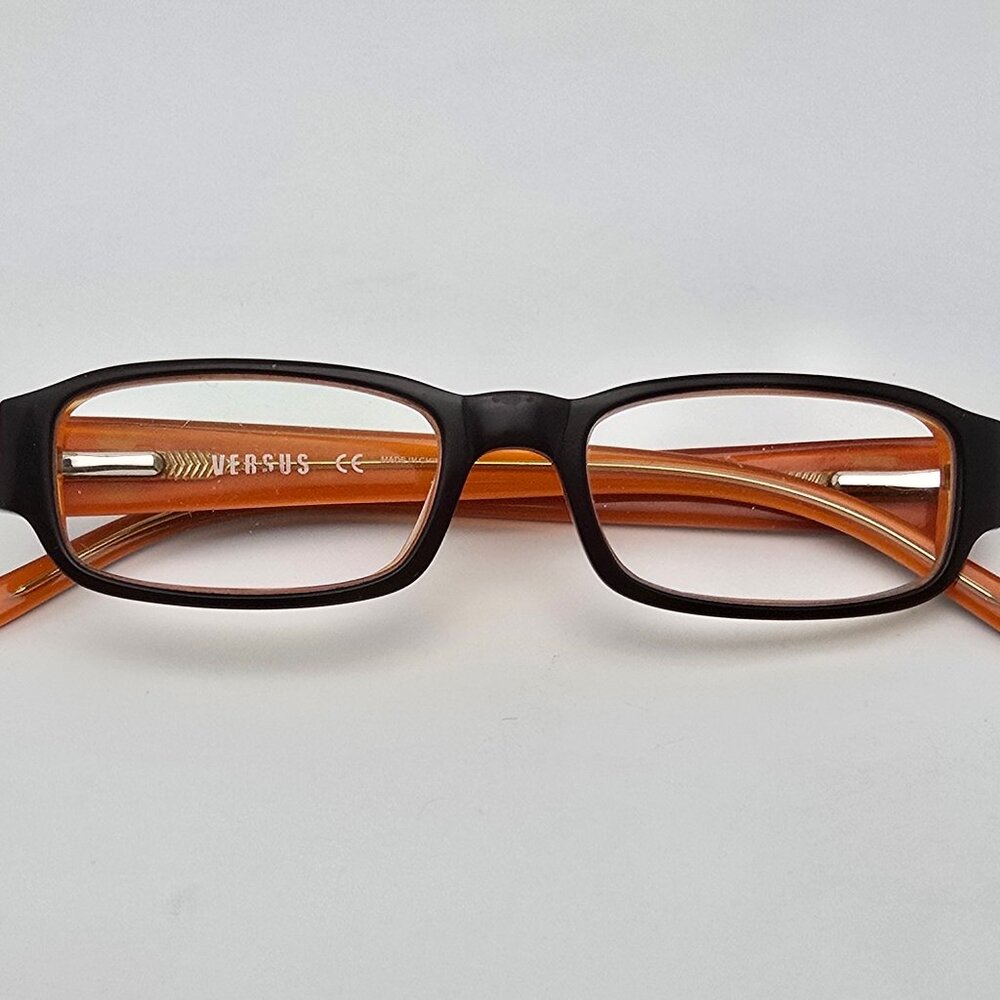 Versus Mod. 8032 677 Brown on Crystal Orange Eyeglasses Frame w/ Case 49-17-140 - Picture 11 of 15